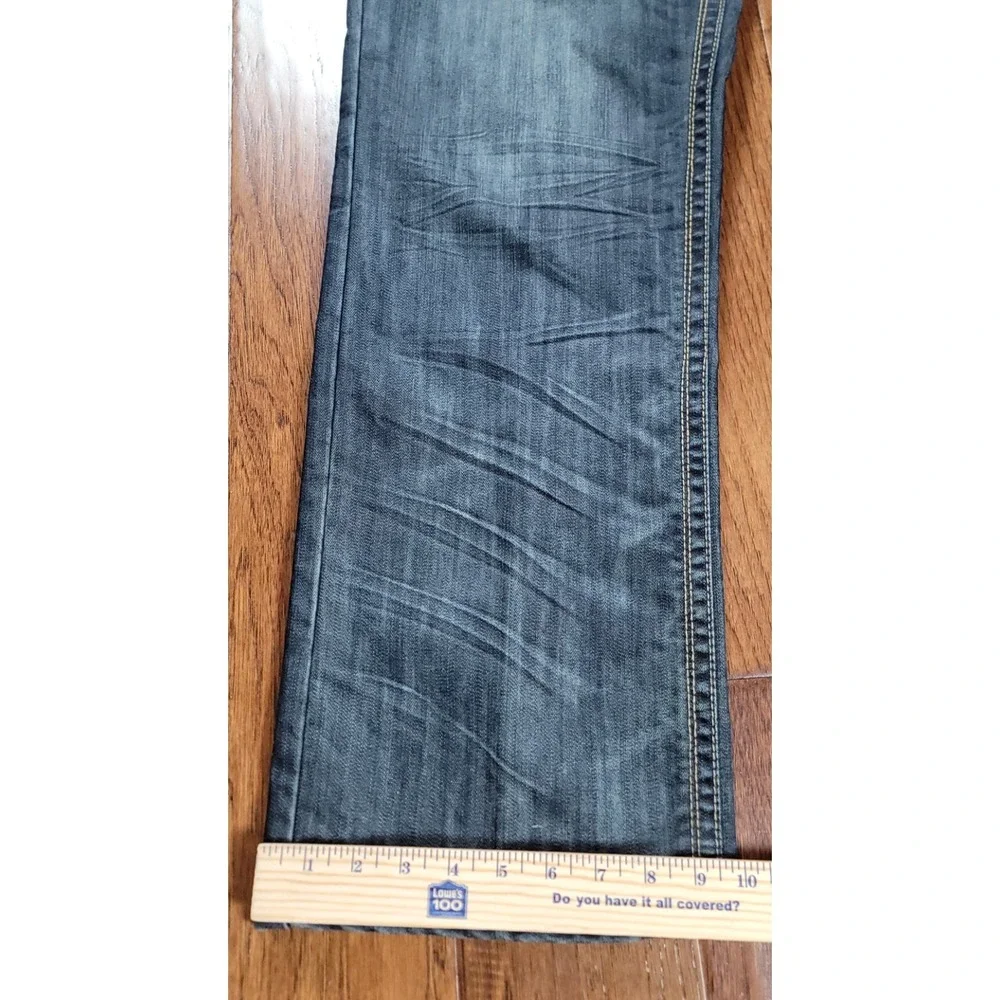VIBES Men's Blue Denim Stitching Baggy Loose Relaxed Fit Wide Leg Jeans Sz 40x32